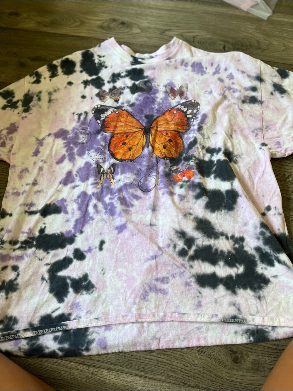 Orange Butterfly Tie-Dye Short Sleeve Tee - Purple & Black